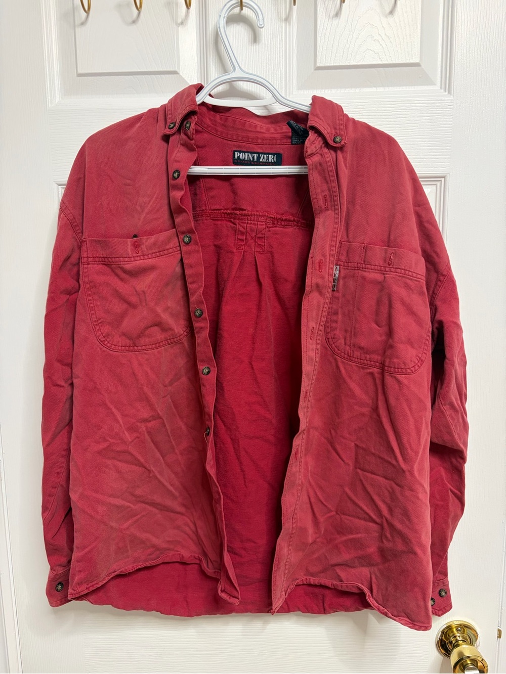 Point Zero Red Cotton Button-Up Overshirt